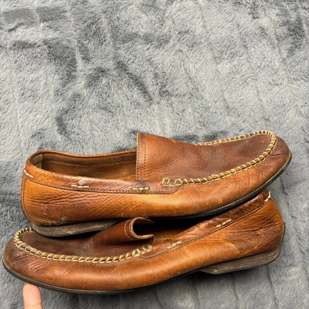 Frye Lewis Venetian Cognac Brown Leather Driving Loafers Mens 11.5 3480259-COG
